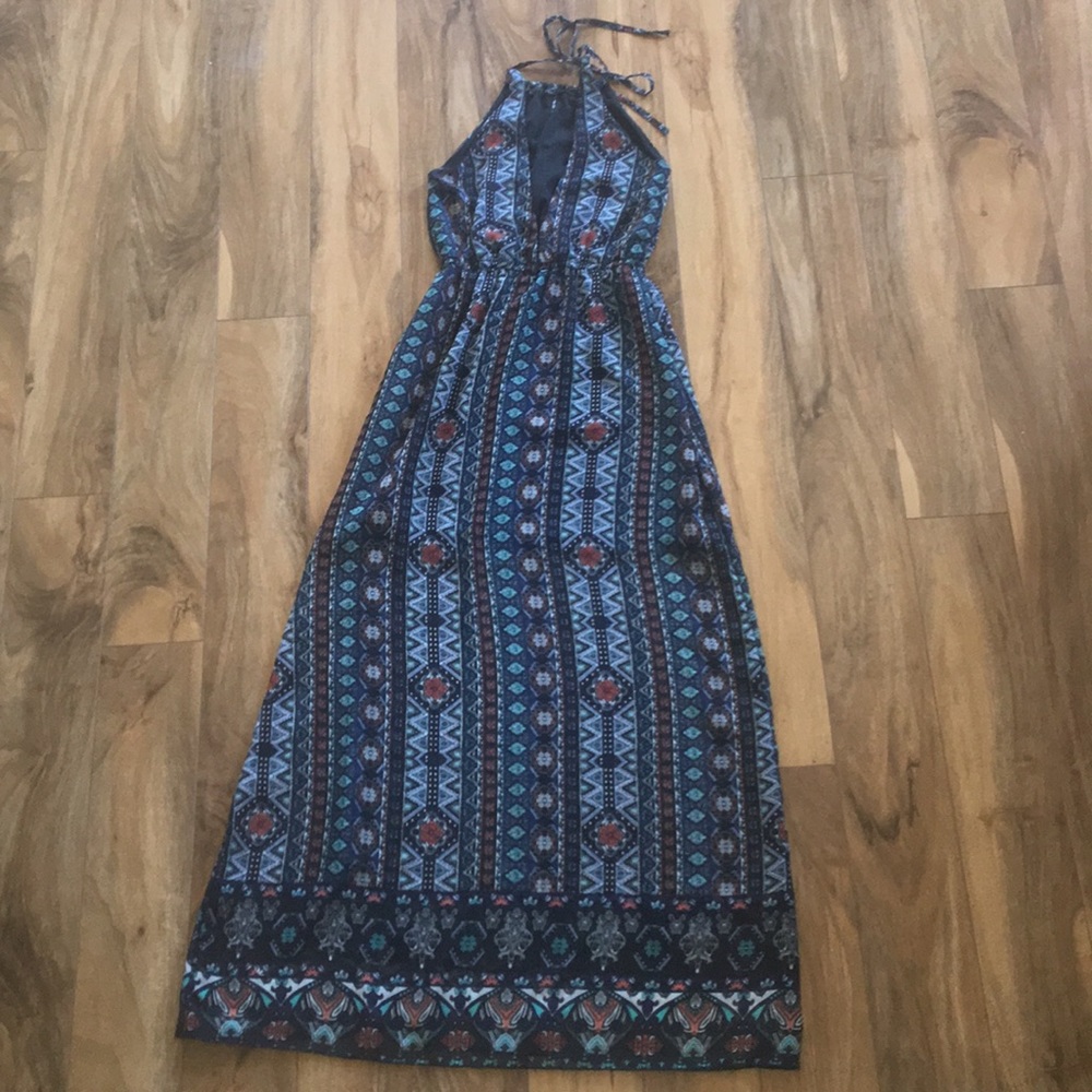 SOLD ON ANOTHER SITE!! Blue Maxi Halter Dress - Picture 3 of 4